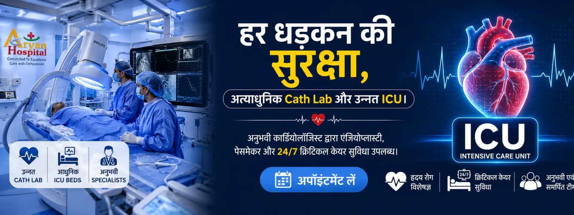 24x7 Advanced ICU and Cath Lab Facility at Aryan Hospital Gorakhpur